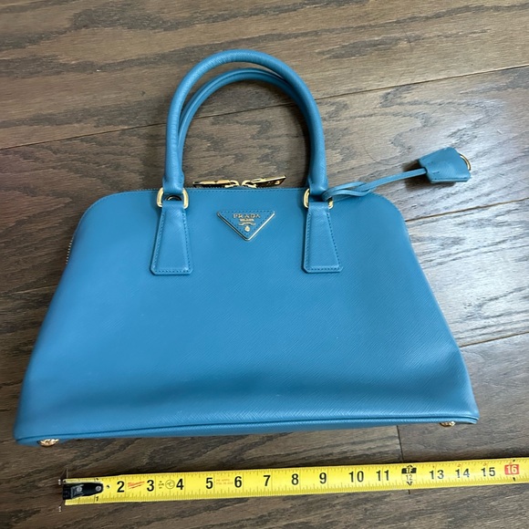 PRADA Logo Blue Saffiano Leather Tote Bag w/ auth cert - Picture 11 of 14